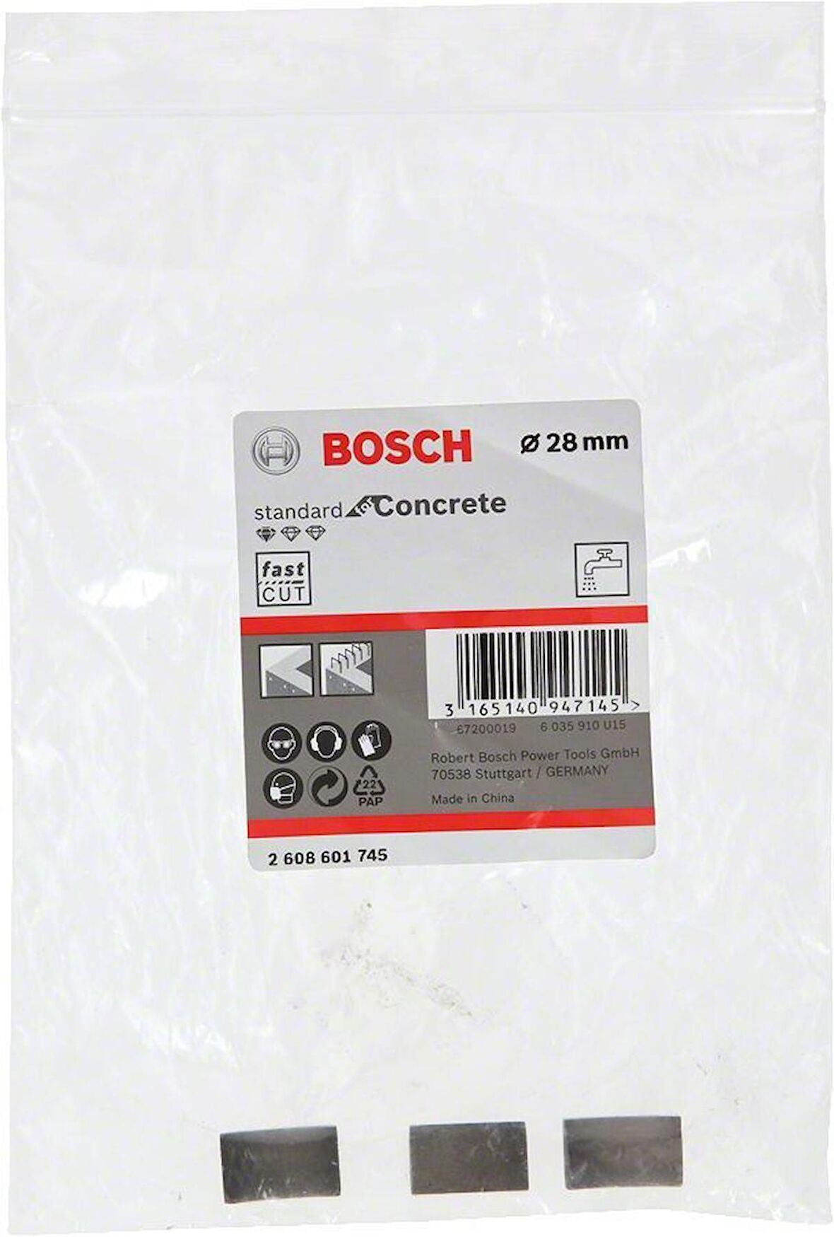 Bosch Sulu Elmas Karot Ucu Segmanı 28mm G1/2'' 3'lü 2608601745